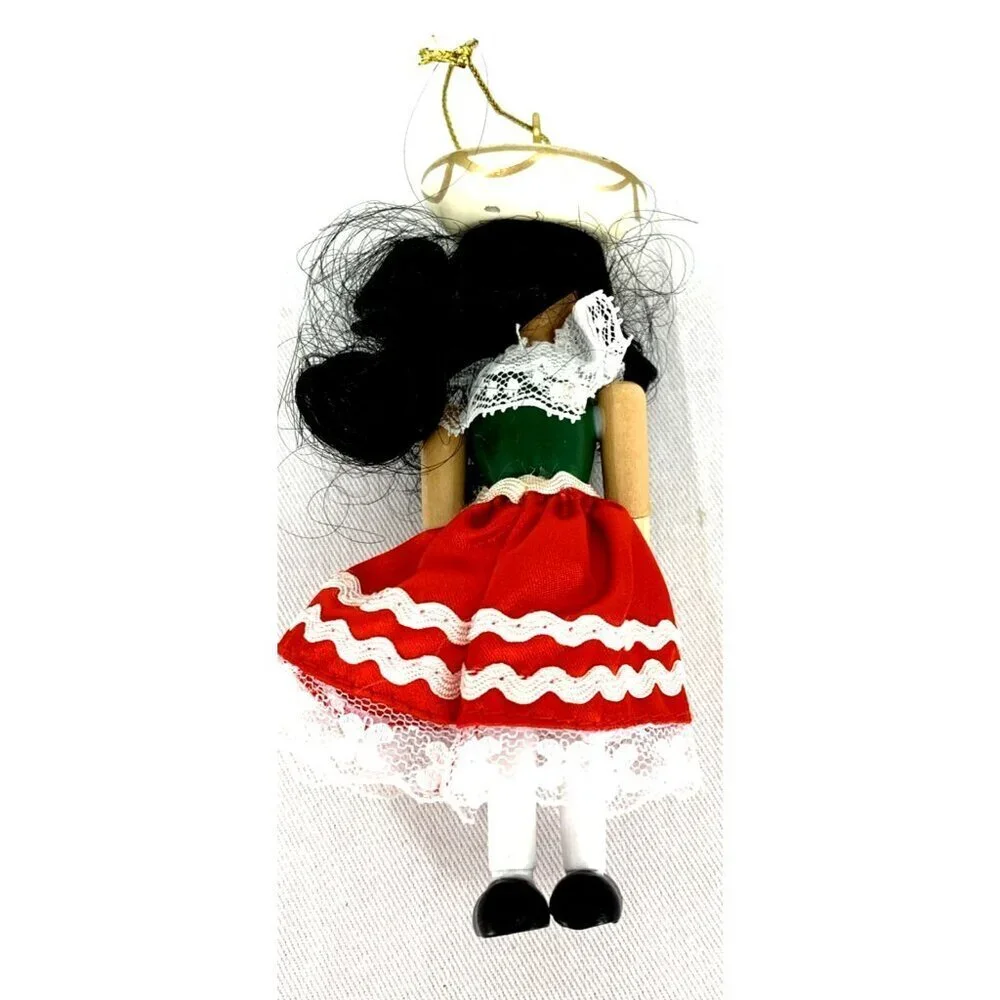 Kurt Adler Spanish Mexican Girl Christmas Ornament Wood Hand Crafted 4.75